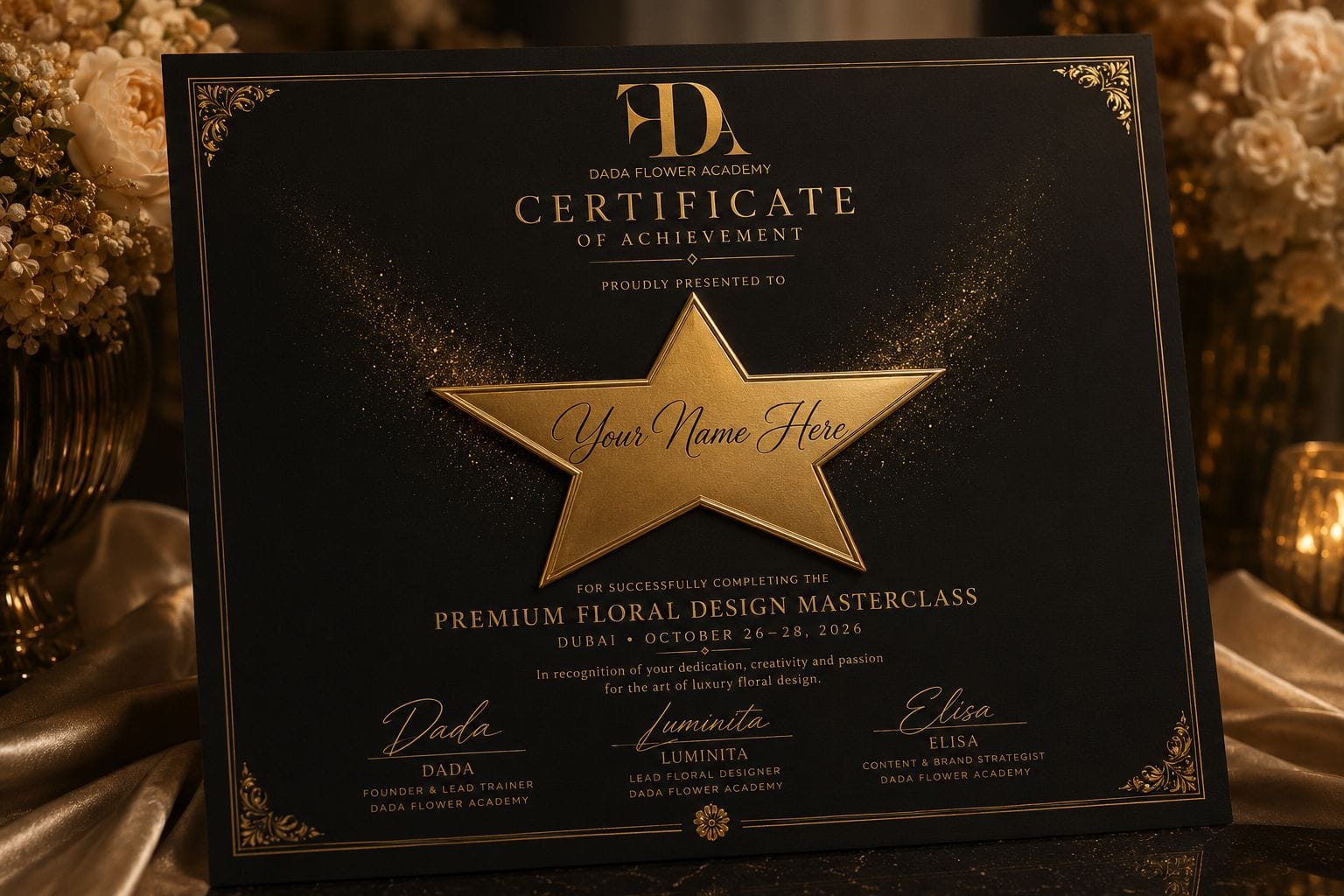 DADA Flower Academy — Certificate of Achievement